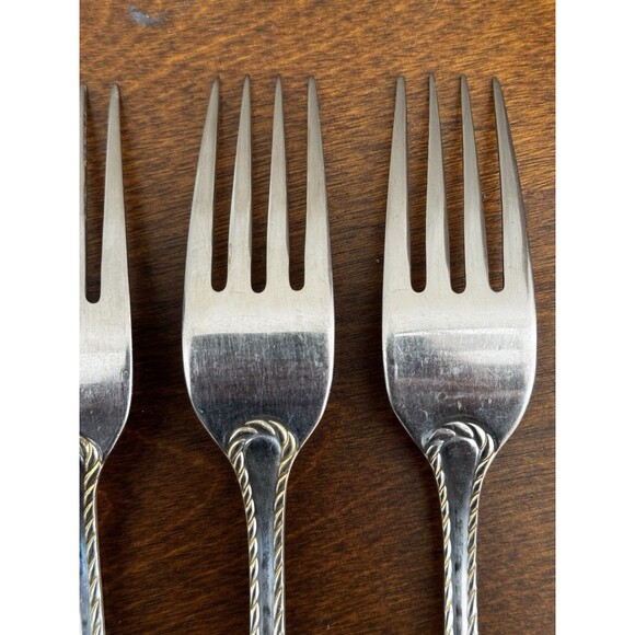 Oneida Belmont Lyons Stainless Nickel 18/10 Rope Edge Silverware Set Of 6 Forks - Picture 16 of 16